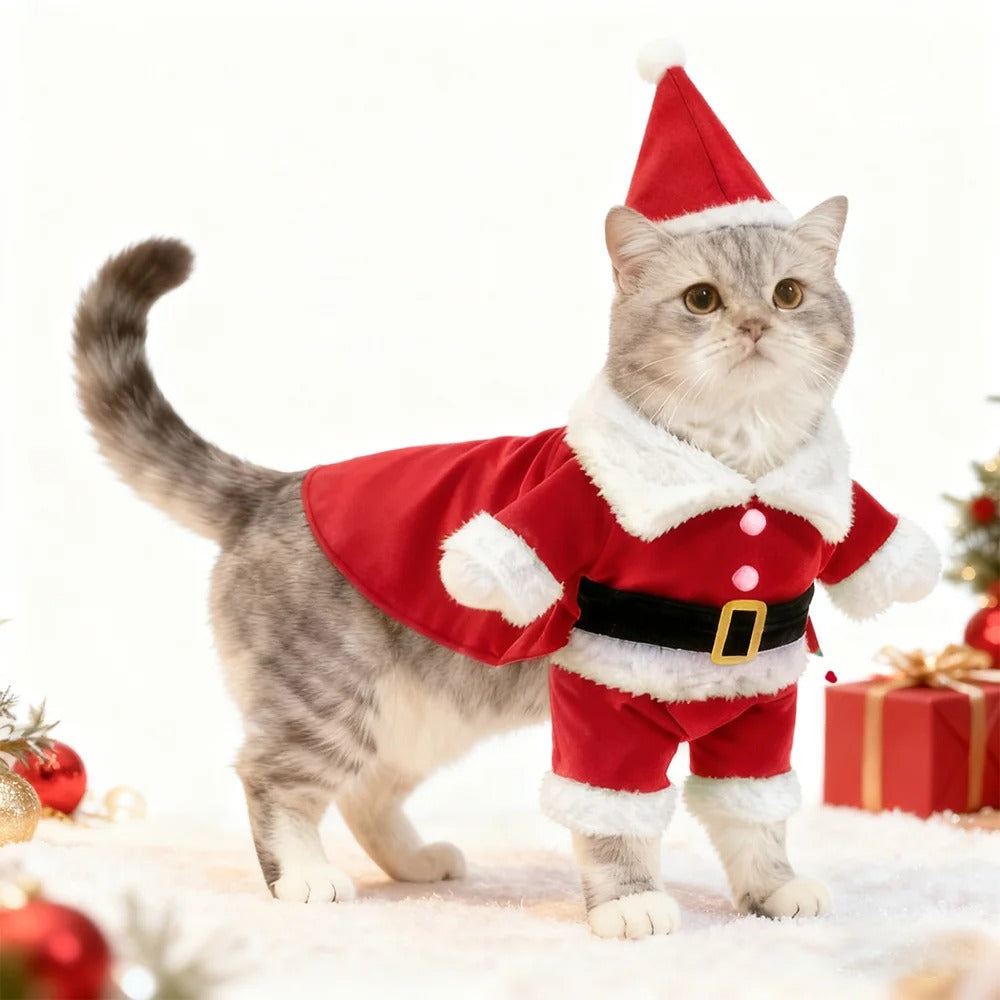 Disfraz de Papá Noel para gatos