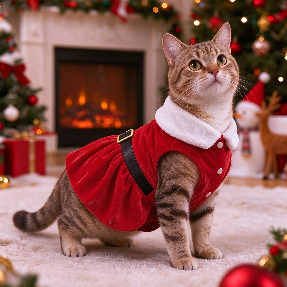 Disfraz de Papá Noel para gatos